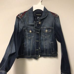 Dark wash cropped denim jacket